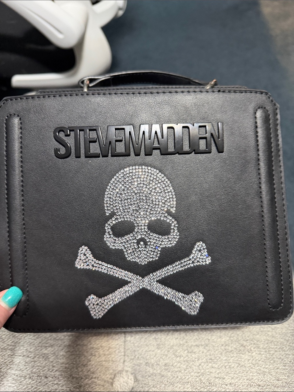 Steve Madden Black Bag with Crystal Skull